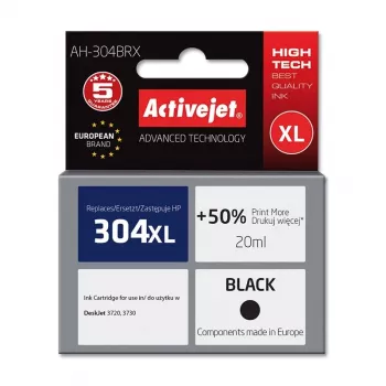 Activejet AH-304BRX inkt (vervanging voor HP 304XL N9K08AE; Premium; 20 ml; zwart)