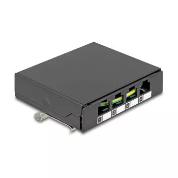 DELOCK blindplaat 4-poorts voor Keystone RJ-modules, zwart, metaal – tafel-/wand-/dinrailmontage