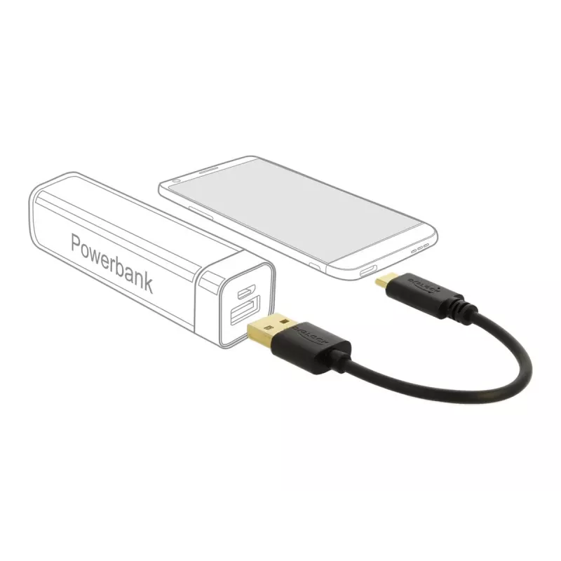DeLOCK USB-oplaadkabel Type-A naar USB Type-C 15 cm zwart
