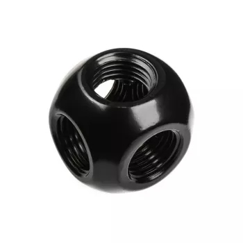 Bitspower Q-adapter 5x binnendraad 1/4 mat zwart - meervoudige aansluiting G1/4 aansluitadapter