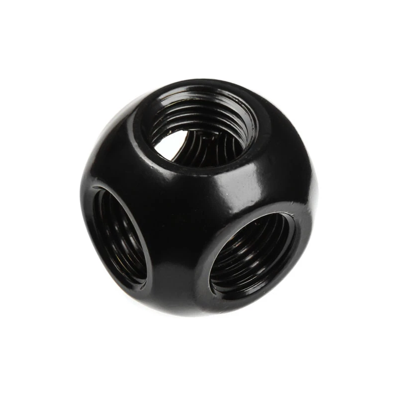 Bitspower Q-adapter 5x binnendraad 1/4 mat zwart - meervoudige aansluiting G1/4 aansluitadapter