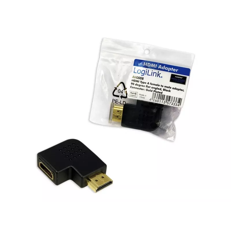HDMI-koppeladapter LOGILINK AH0008 — HDMI naar HDMI, zwart, vergulde contacten
