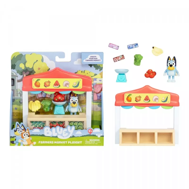 Speelfigurenset TMTOYS Mini Bluey levensmiddelenwinkel BLU17555 – minifigurenset voor speelplezier