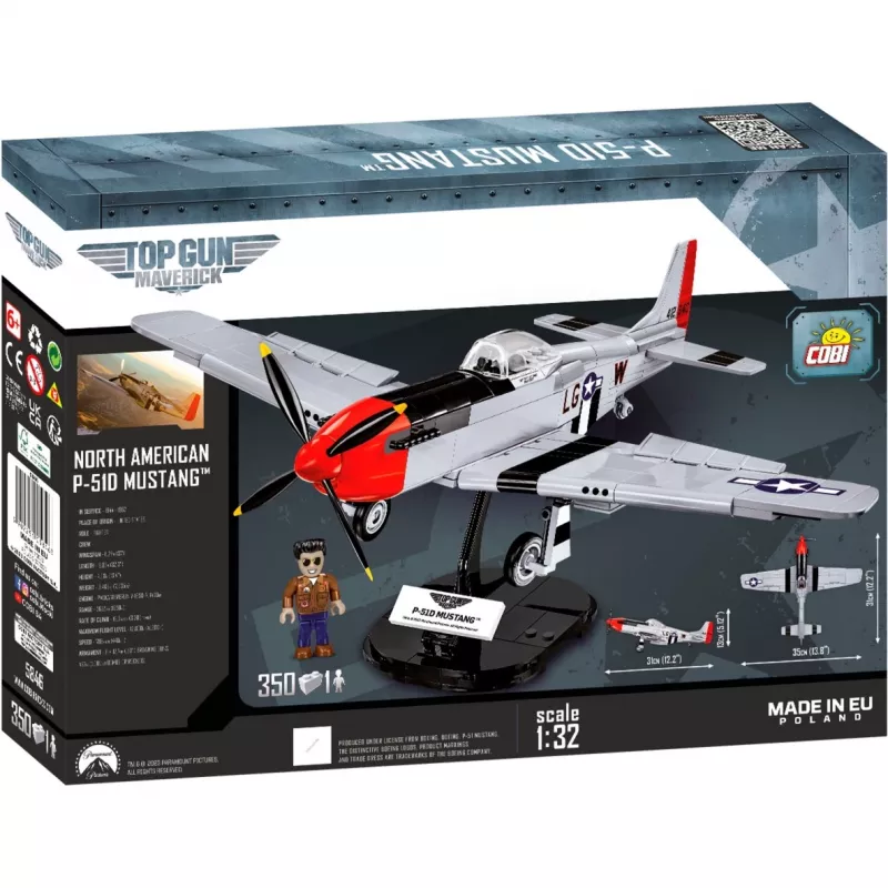 Top Gun Maverick P51D Mustang, constructiespeelgoed schaal 1:32