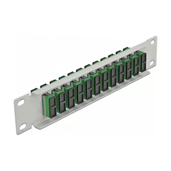 LWL-patchpaneel DeLOCK 10 inch 12 poort SC Duplex groen 1HE grijs