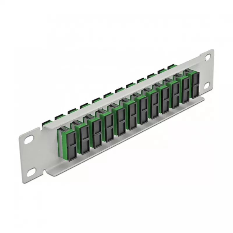LWL-patchpaneel DeLOCK 10 inch 12 poort SC Duplex groen 1HE grijs