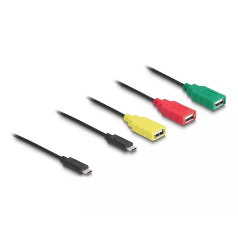 DeLOCK 4-poorts USB 2.0 kabel-hub USB Type-C naar 3 x USB-A bus + 1 x USB-C stekker
