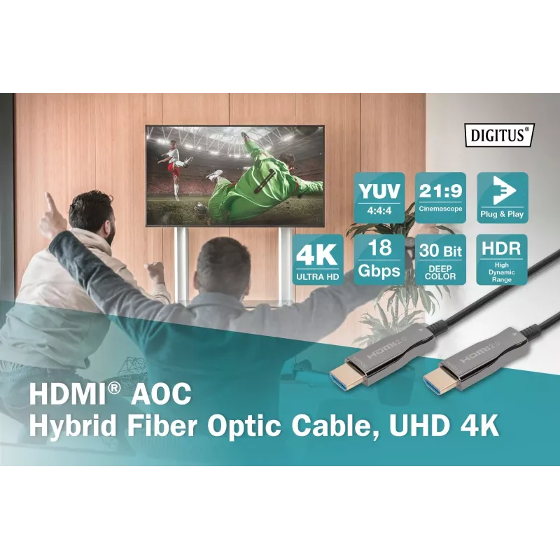 HDMI AOC hybride glasvezelkabel Digitus AK-330125-100-S