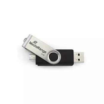 MediaRange MR932 - USB-flashdrive - 32 GB - USB 2.0 / Micro-USB - zwart/zilver (MR932-2)