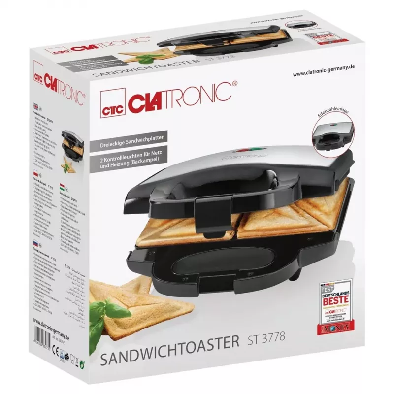 Clatronic ST 3778 sandwichmaker 750 W zwart, roestvrij staal