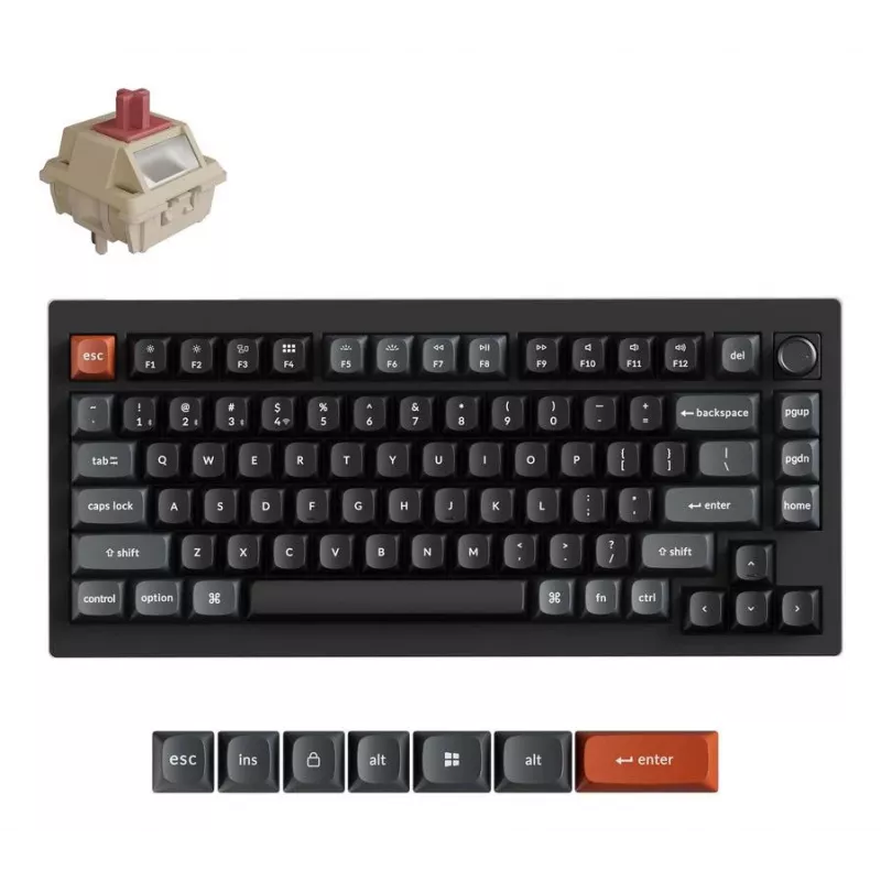 Mechanisch 75%-toetsenbord Keychron V1 Ultra 8K — QWERTY, Bluetooth & kabel, RGB, zwart