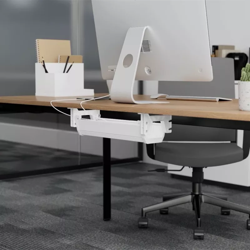Maclean organizer voor kabels/stekkerdozen onder het bureau, max. belasting 5 kg, wit, MC-106 W