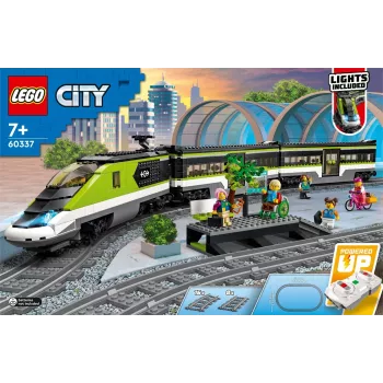 LEGO 60337 City Express passagierstrein set afstandsbediening speelgoed cadeau voor kinderen jongens en meisjes met werkende koplampen 2 wagons en 24 spoordelen