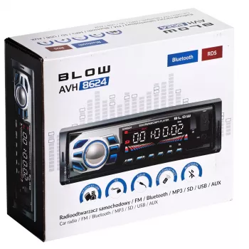 Autoradio BLOW AVH-8624 — FM RDS, 45W RMS, Bluetooth, USB, MicroSD, AUX, LCD-display, afstandsbediening, zwart