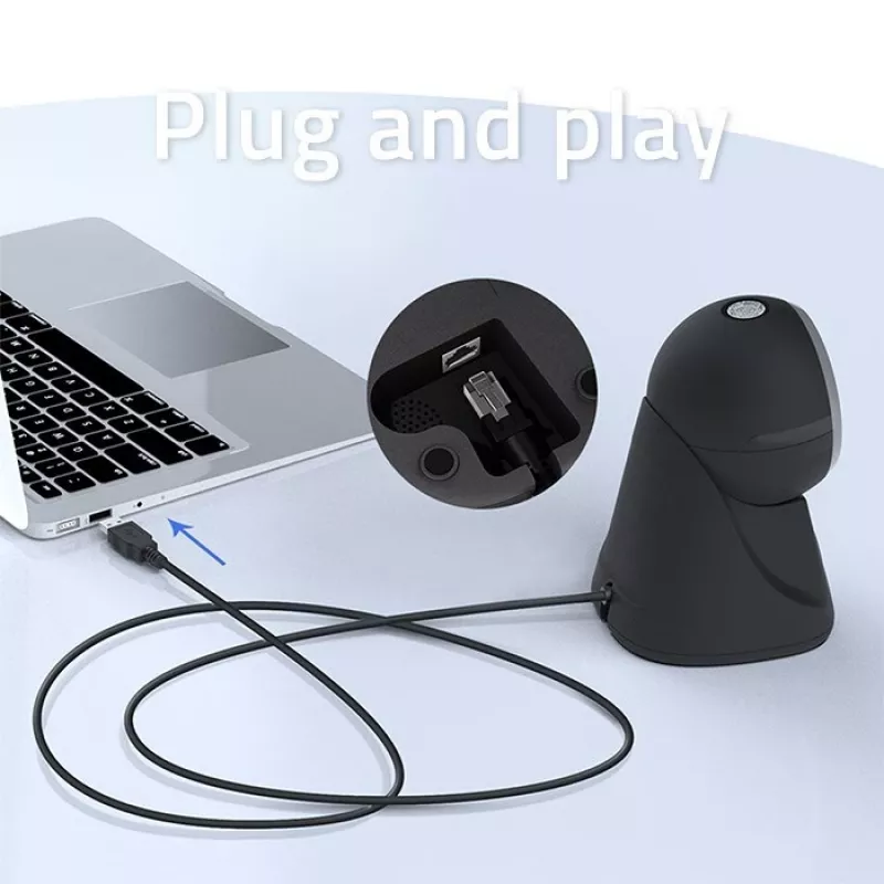 Qoltec tafel-barcodescanner voor 1D- en 2D-codes, QR-scanner, zwart
