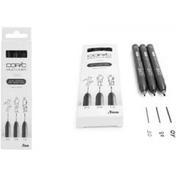 COPIC Multiliner fineliner zwart 0,5 + 0,8 + 1,0 mm, 3 stuks (22075632)