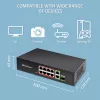 Ethernet switch QOLTEC 52297 PoE RJ45 met PoE-uplink en SFP-poort