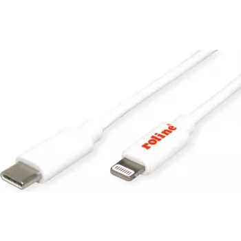ROLINE USB sync- & oplaadkabel, Type-C / 8pin connector, wit, 1 m