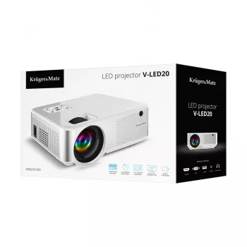 Standaard-throw-projector kruger & matz V-LED20 Full HD 1080p, LED, 1,4:1 throw-verhouding, 15-150 inch scherm, Bluetooth, 3W-luidspreker