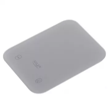 Keukenweegschaal Adler AD 3181, gehard glas, 10 kg capaciteit, 1 g nauwkeurigheid, LCD-display, grijs