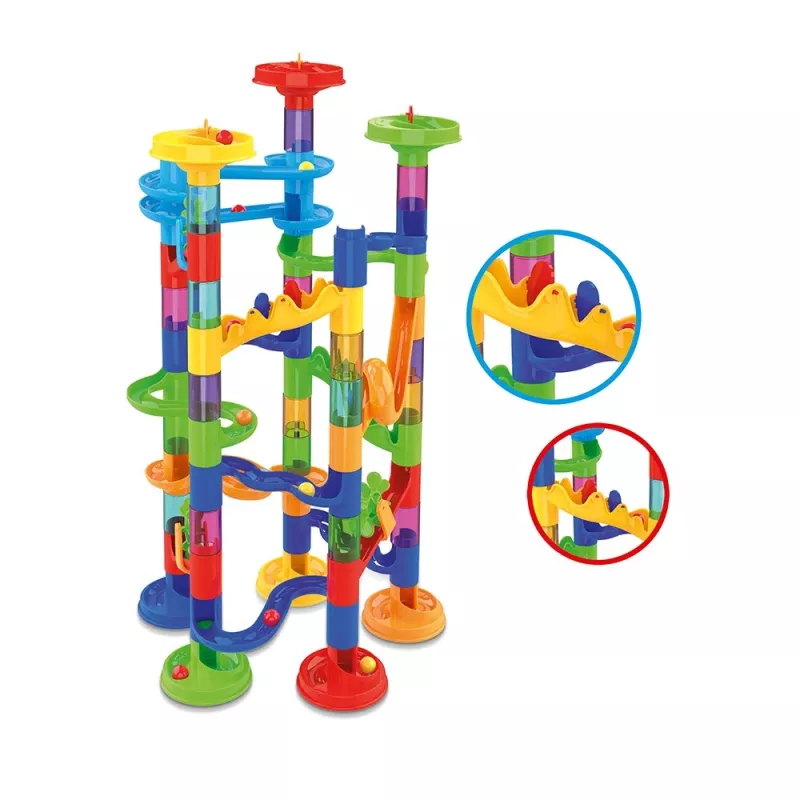 Knikkerbaan-bouwset Ascato model 117607 — 78 delen, modulaire knikkerbaan