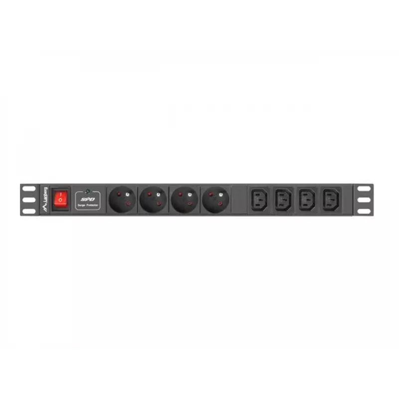 Lanberg PDU-04E04I-0200-IEC-BK 1U rack-PDU, 4x type E + 4x IEC C13, 10 A, 2 m, zwart