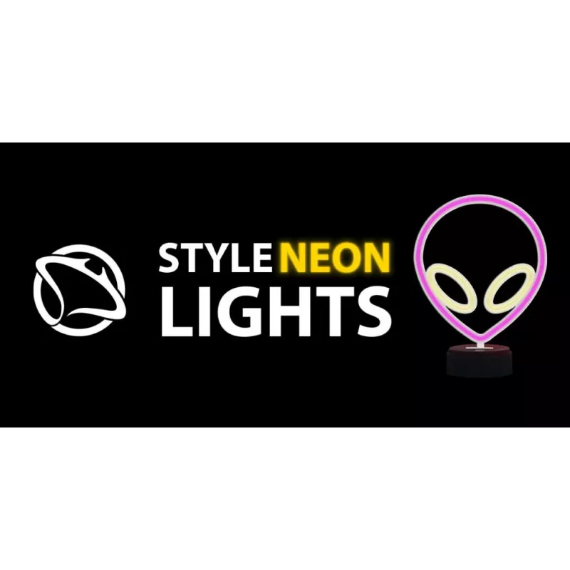 Tafellamp MANTA SNL86PK Style Neon Lights UFO roze – decoratieve neonlamp in roze