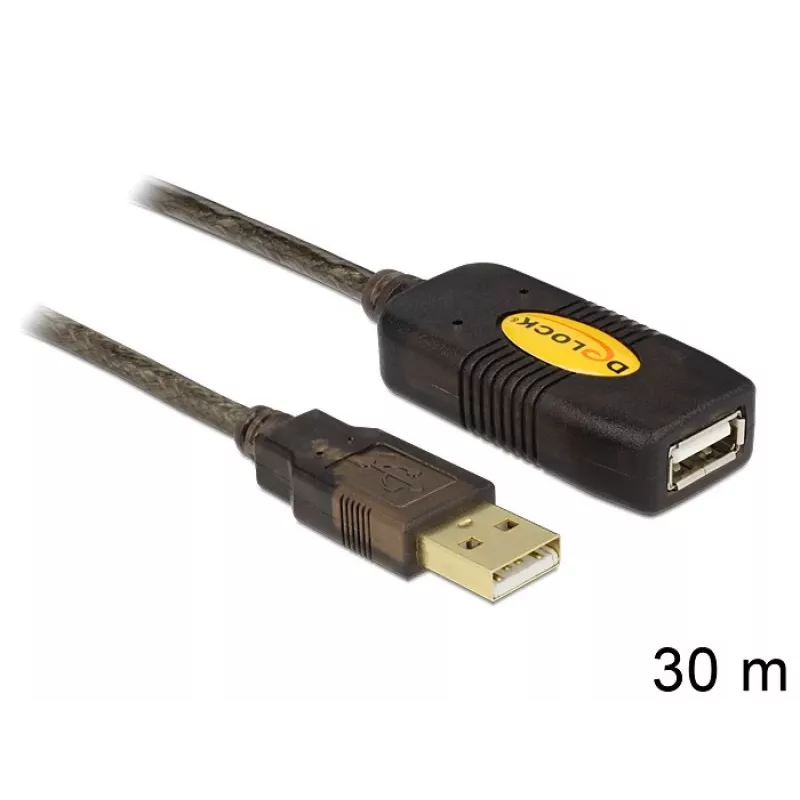USB-kabel DeLOCK 30 m USB2.0 USB A zwart