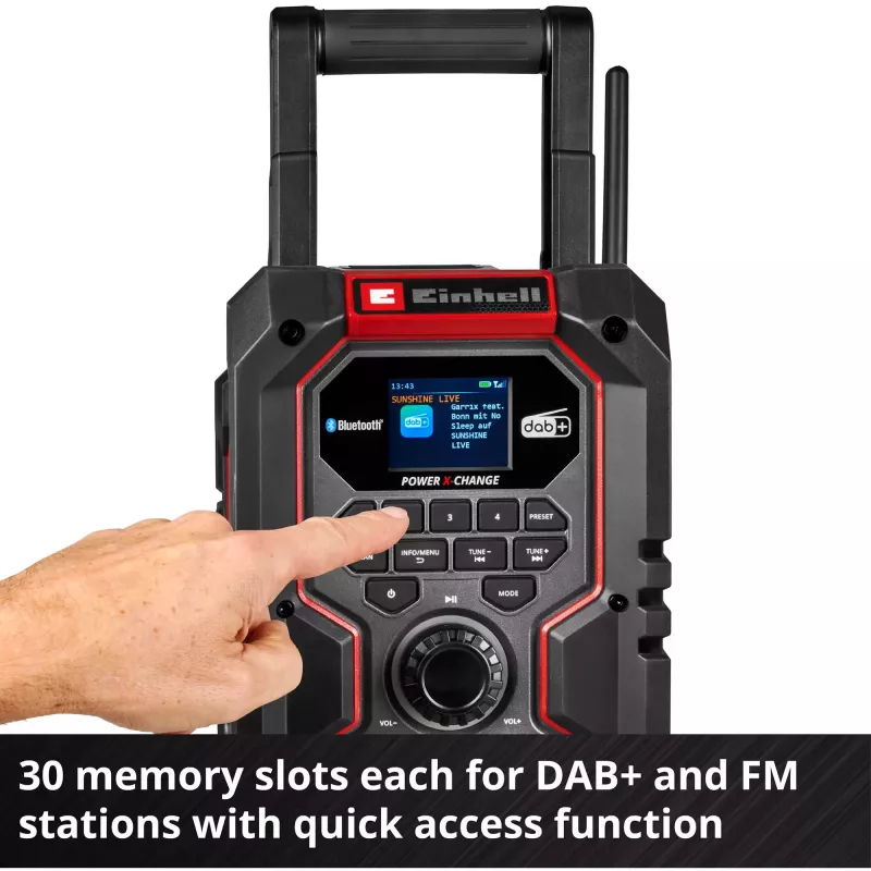 Draagbare radio EINHELL TE-CR 18 Li DAB+ FM Bluetooth USB, accu-aangedreven (TE-CR 18 Li compatibel)