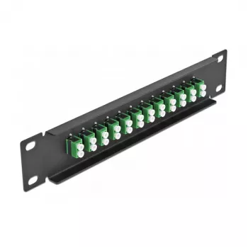 DeLOCK 10 inch glasvezel patchpaneel 12 poorten LC duplex groen 1U zwart