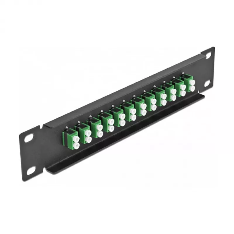DeLOCK 10 inch glasvezel patchpaneel 12 poorten LC duplex groen 1U zwart