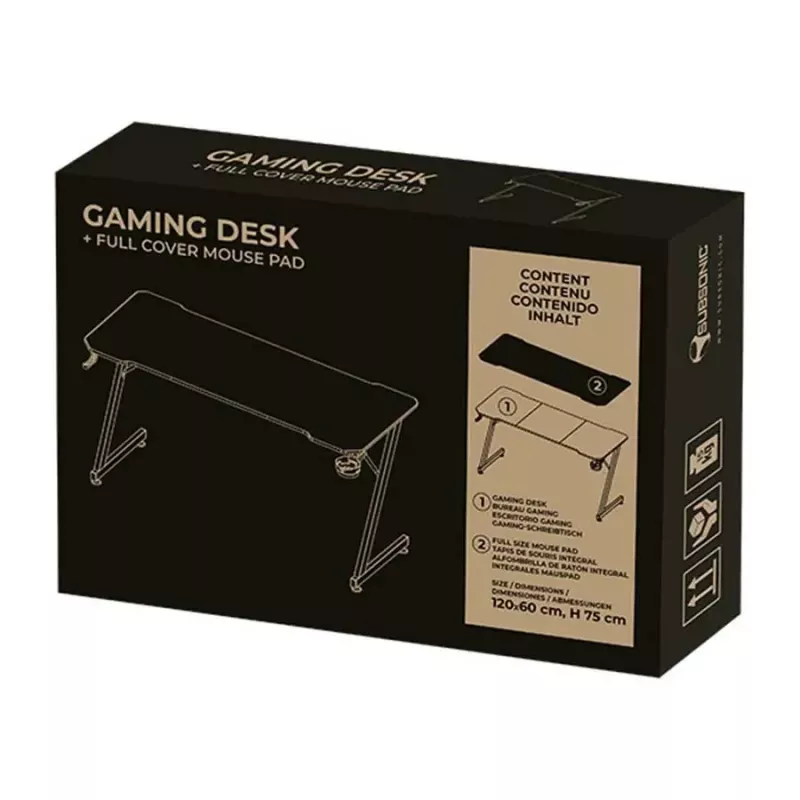 Computertafel Subsonic SA5706 zwart recht PVC 120x60 cm