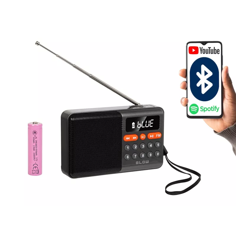 Draagbare analoge AM/FM-Bluetooth-radio BLOW RA18 met FM-tuner en Bluetooth-connectiviteit