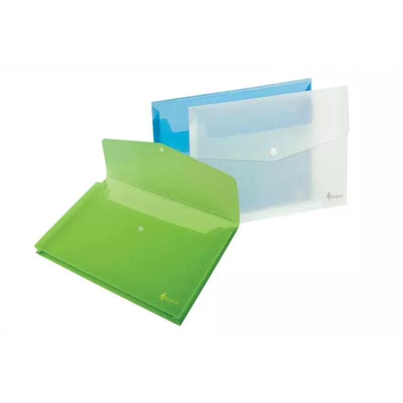 Ordner met opdruk Forpus, A4, kunststof, met uitbreiding, groen, transparant