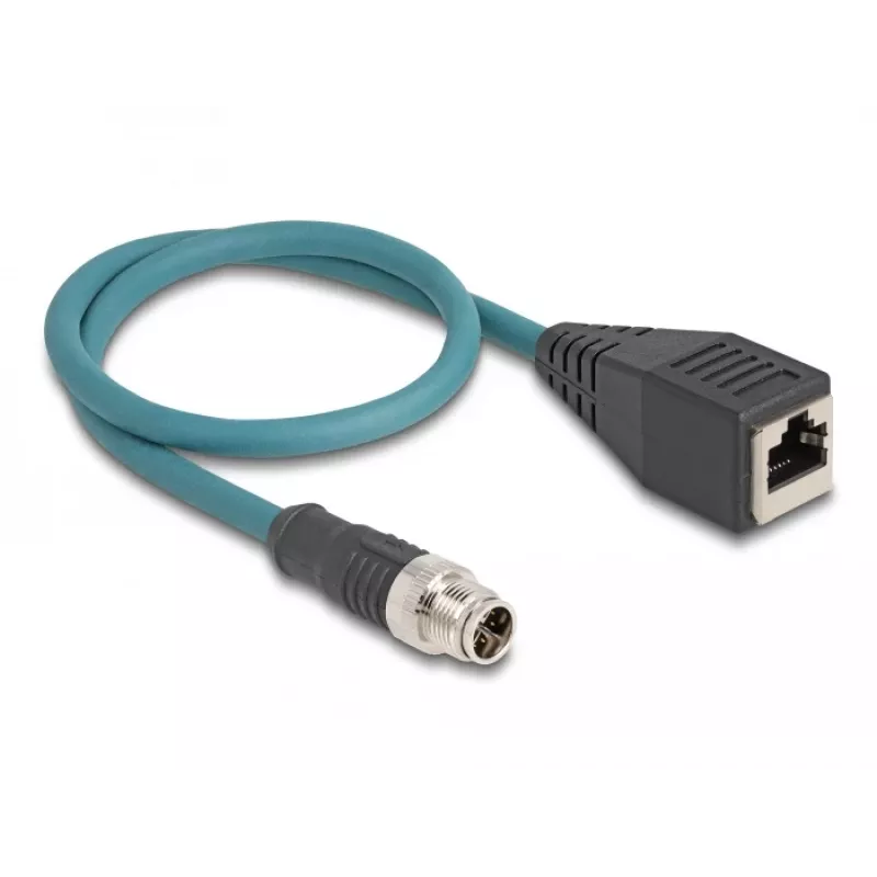 DeLOCK M12-adapterkabel X-gecodeerd 8 pin stekker naar RJ45 bus 50 cm