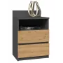 Top E Shop M1 ANTRACYT/ARTISAN nachtkastje, 2 lades, eiken