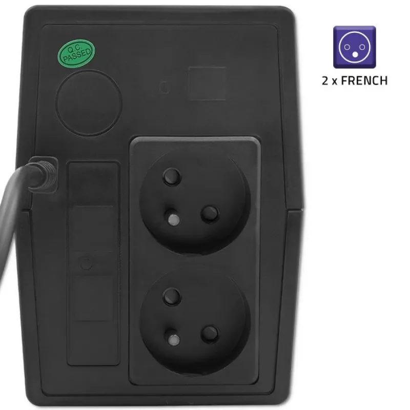 Qoltec 53772 UPS (noodstroomvoorziening) Line-Interactive 0,65 kVA 360 W 1 AC-uitgang