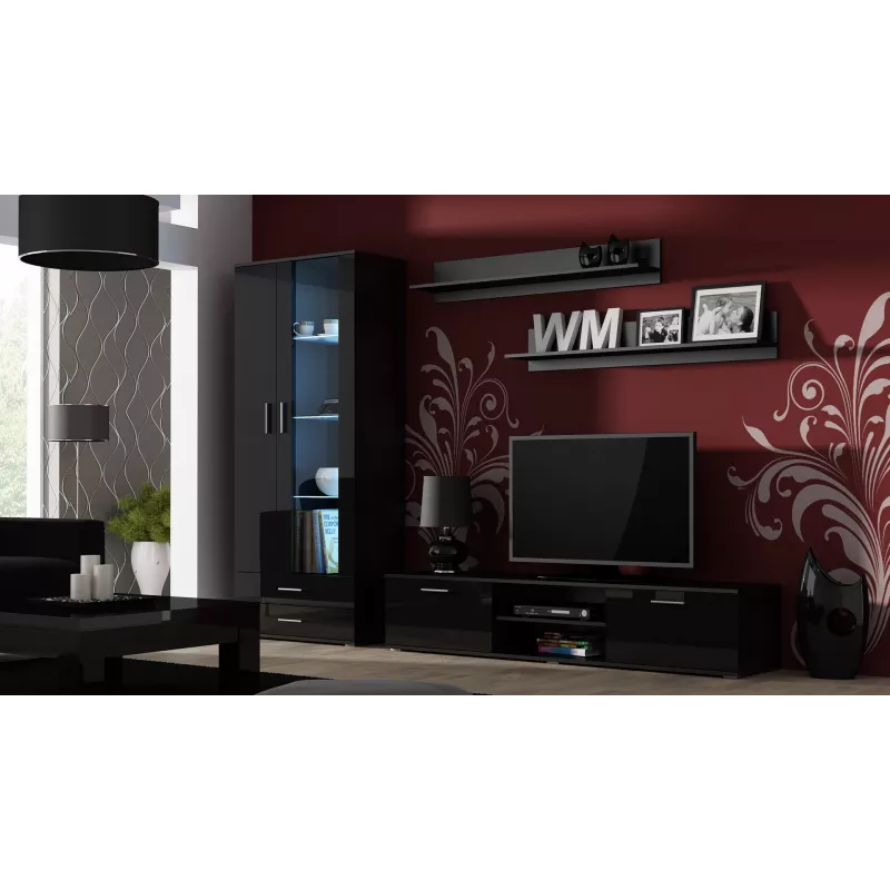 Cama tv-standaard SOHO 180 zwart/zwart glanzend