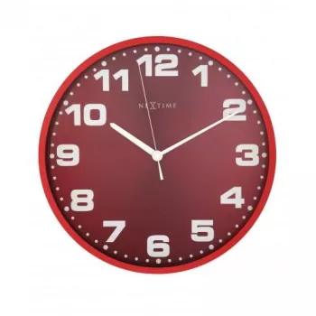 NeXtime klok 3053ro Dash Red, Ø35 cm, wand, rood/zilver