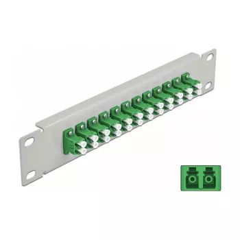 Glasvezel patchpaneel DeLOCK 10 inch 12 poorten LC duplex groen 1U grijs