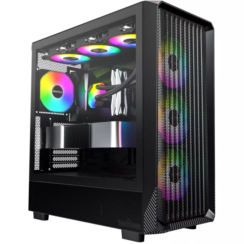 PC-behuizing Montech X5 midi tower zwart ATX 3x 140mm-ventilator