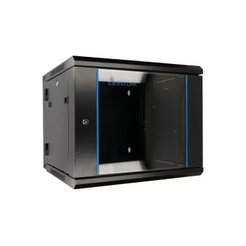 Extralink rackmount-behuizing 9U 600x600 AZH zwart wandgemonteerd, zwaaiend type