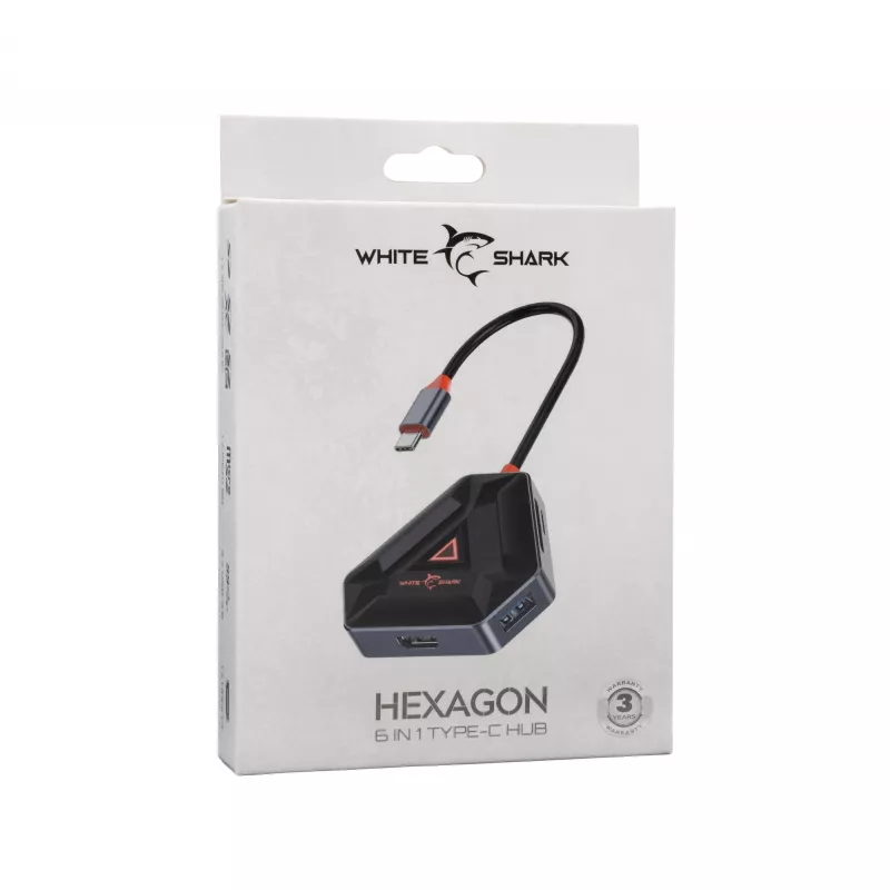 White Shark Hexagon 6-in-1 USB-C-hub