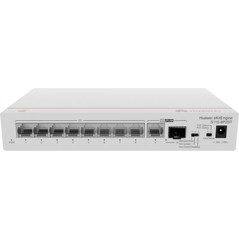 HUAWEI eKit S110 Series S110-8P2ST Unmanaged L2 Gigabit Ethernet (10/100/1000) Power over Ethernet (PoE) Grijs