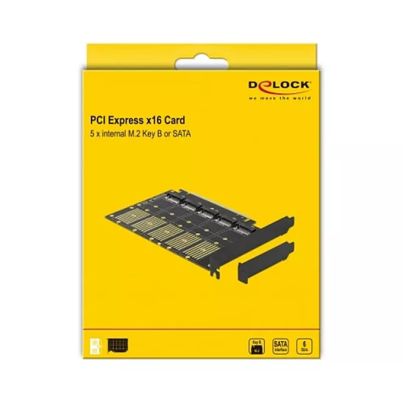 DeLOCK PCI Express x16-kaart naar 5 x interne M.2 Key B / SATA