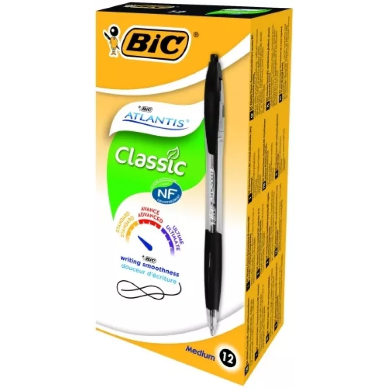 BIC balpen ATLANTIS REFRSH 1,0 mm zwart, doos 12 st. 136717