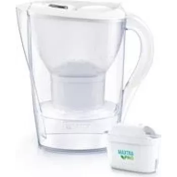 BRITA Marella waterfilterkan wit met 1x ALL-in-1-filterpatroon en 1x Extra Lime-filterpatroon, 1,0–1,5 L bruikbare inhoud