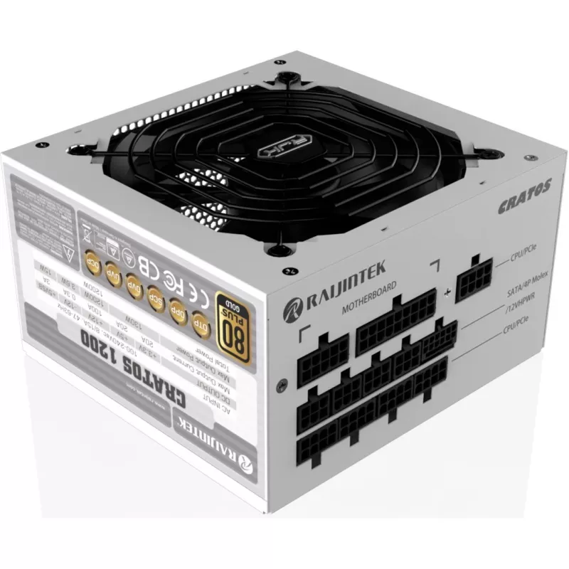 CRATOS 1200 wit, pc-voeding wit, kabelmanagement, 1200 watt