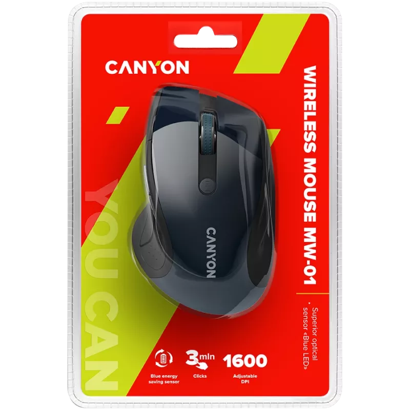 CANYON muis MW-01 BlueLED draadloos blauw grijs