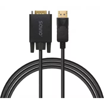 SAVIO DisplayPort-naar-VGA-(D-Sub)-kabel 1,8 m, zwart
